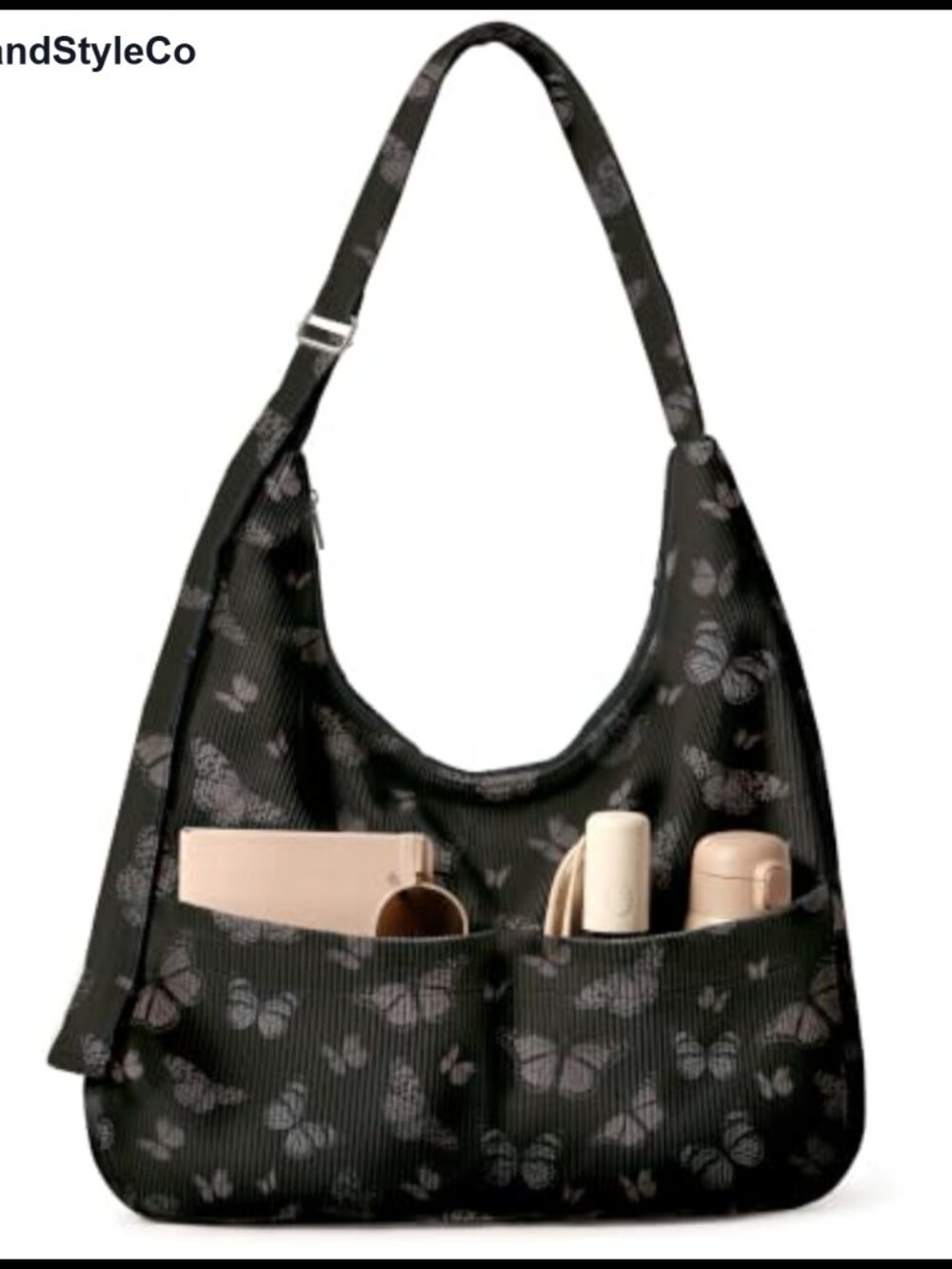 Large Corduroy Hobo Bag Women Slouchy Shoulder Crossbody Tote Zipper Pockets